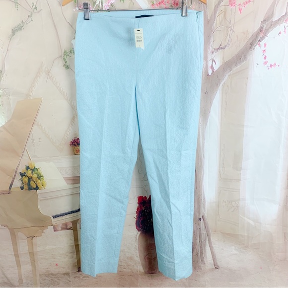 NEW Talbots Minty Blue Medallion Jacquard Ankle Pants - Picture 2 of 10